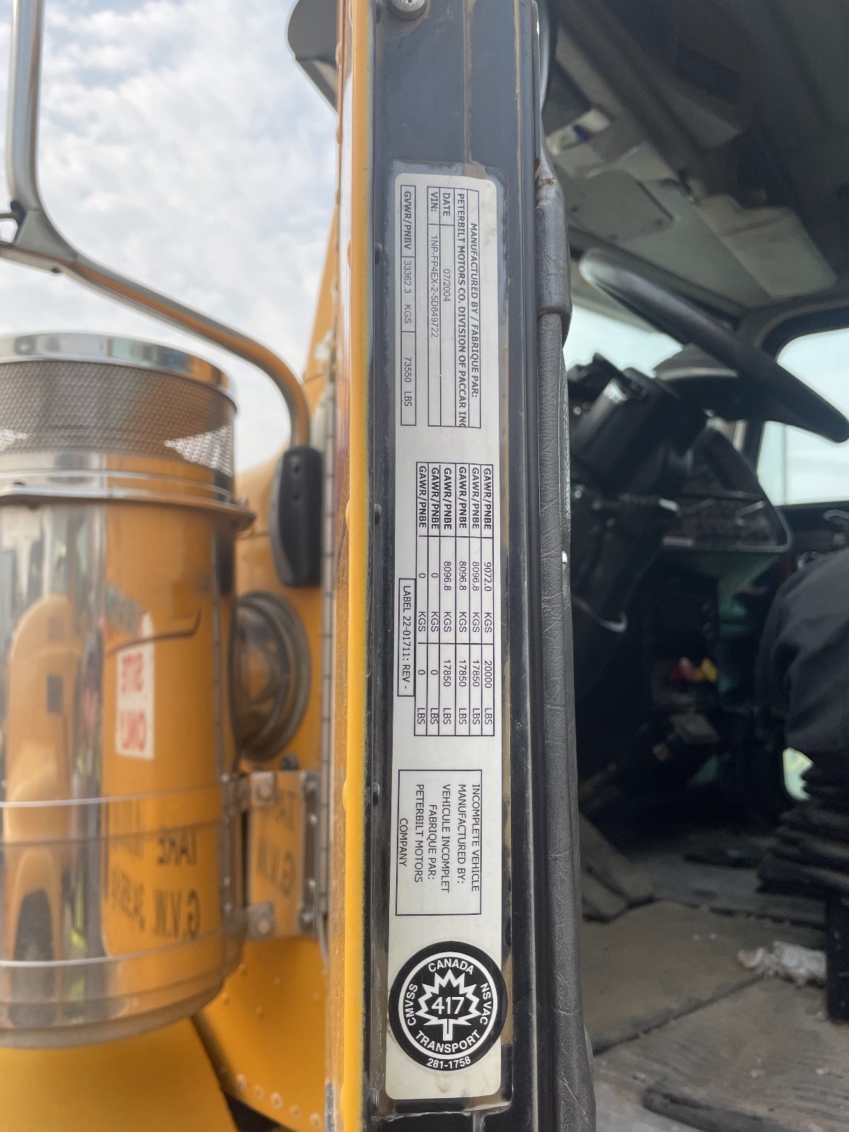  2005 Peterbilt 378 at Conquest Equipment Alberta